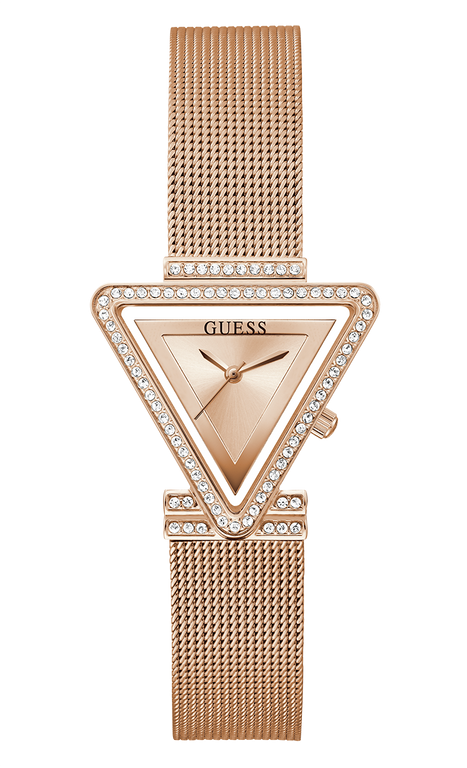 Montre Femme Guess GW0508L3 bracelet or rose boitier triangle orné de strass