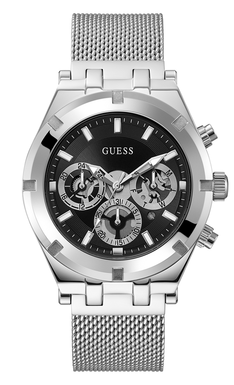 Montre Homme Guess Continental GW0582G1 bracelet maille milanaise cadran noir multifonction