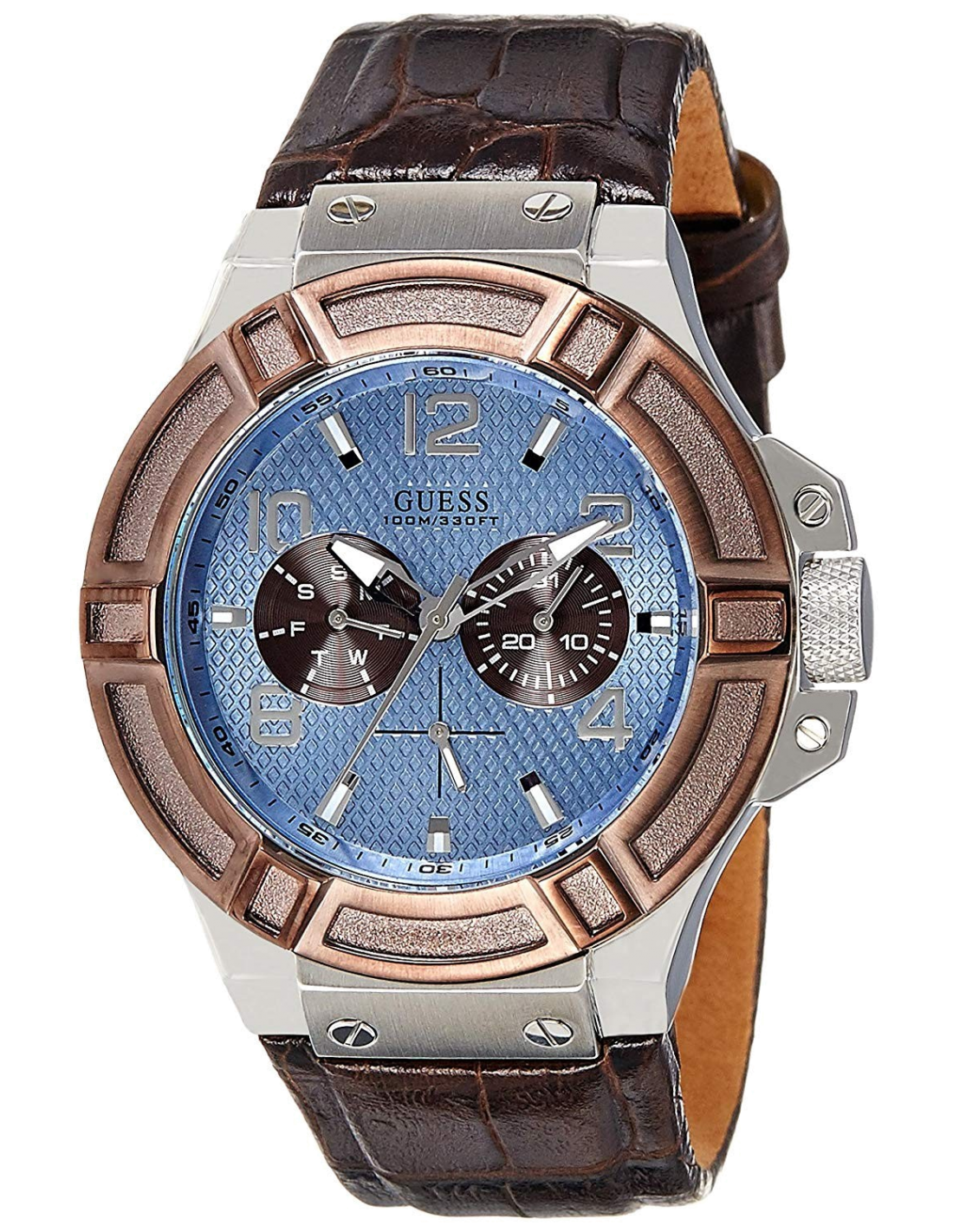 Montre Guess W0040G10 Rigor avec Bracelet en Cuir Marron