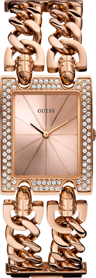 Montre Femme Guess Heavy Metal W0072L3 bracelet double chaîne or rose
