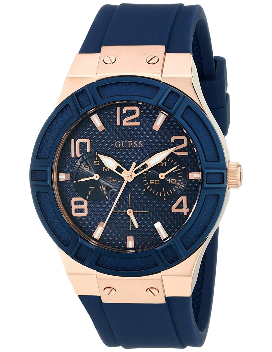 Montre Femme Guess Jet Setter W0571L1 Silicone Bleu et Acier Rose Gold
