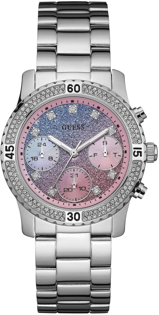Montre Femme Guess W0774L1 Acier Argent Cadran Bicolore Bleu et Rose