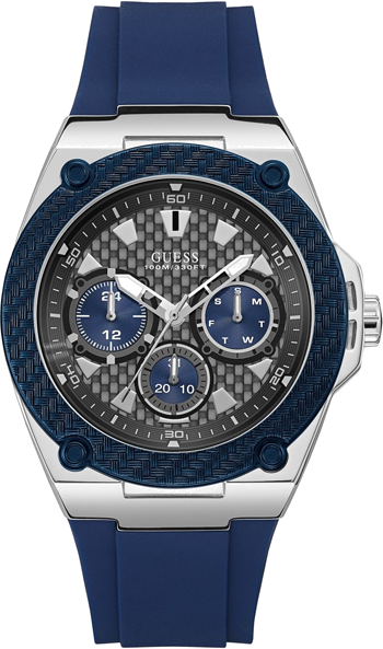 Montre Homme Guess Legacy W1049G1 bracelet silicone bleu cadran multifonction