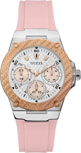 Montre Femme Guess Zena W1094L4 Bracelet Silicone Rose et Boîtier Bicolore