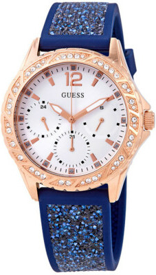 Montre Femme Guess W1096L4 Bracelet en Silicone Bleu et Boîtier Acier