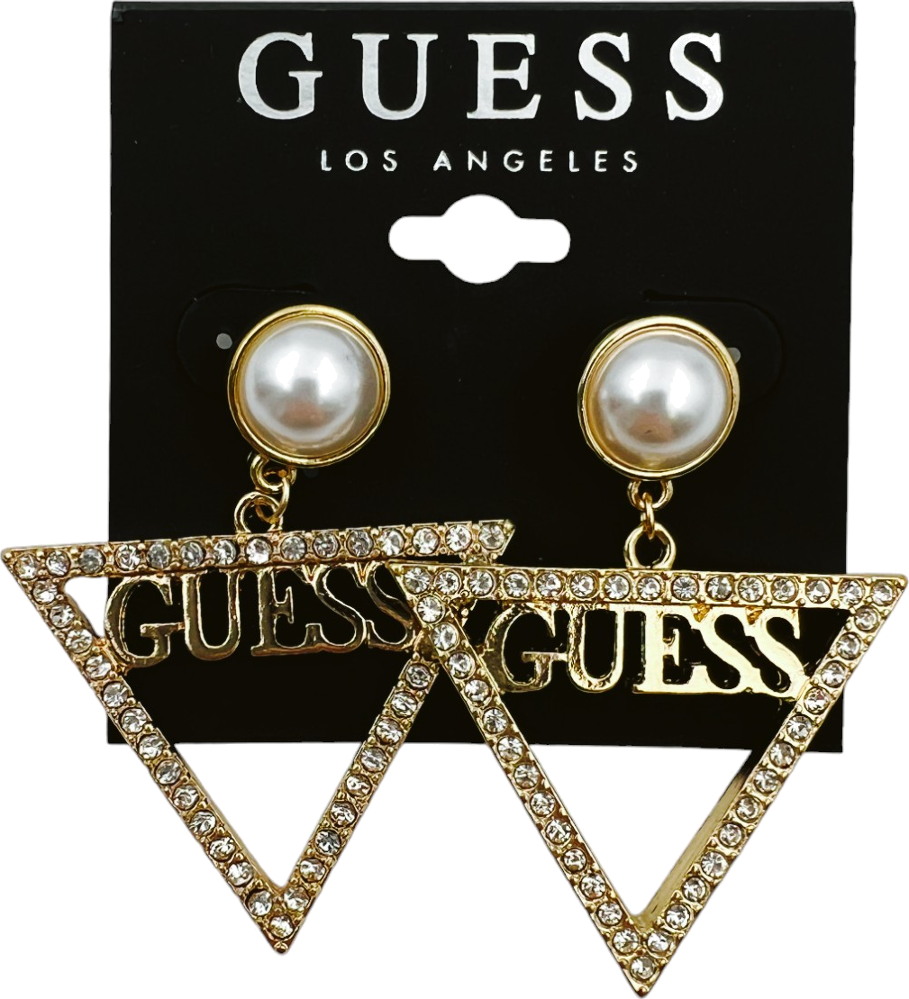 Boucles d'oreilles Guess triangle plaqué or avec zirconium - Réf. 109790