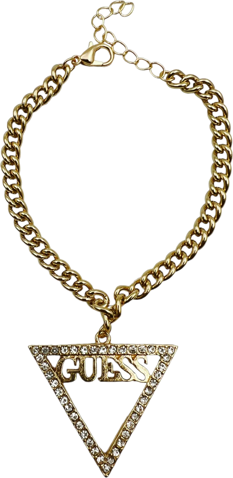 Bracelet triangle Guess ajustable en métal plaqué doré serti de cristaux