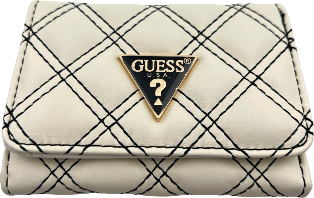 Portefeuille Guess Blanc Simili Cuir Logo Triangle - Réf. 109831 - Pour Femme