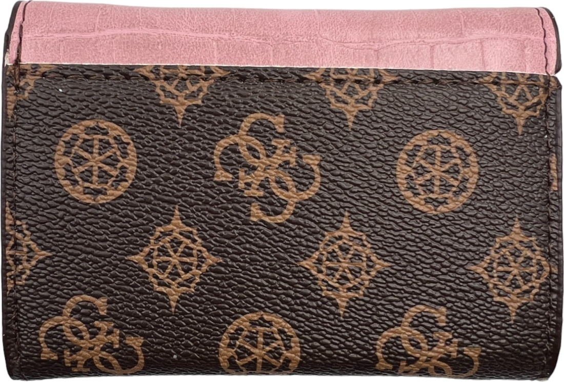 Portefeuille Guess pour femme - Réf. 109834 - Rose et marron à logo triangle en simili cuir vue 2