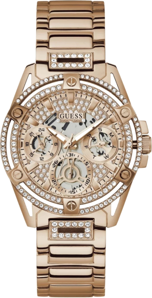 Montre femme Guess Queen GW0464L3 en acier or rose cadran orné de cristaux