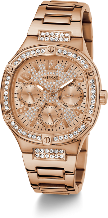 Montre Femme Guess Duchess GW0558L3 bracelet acier or rose boitier orné de strass vue 2