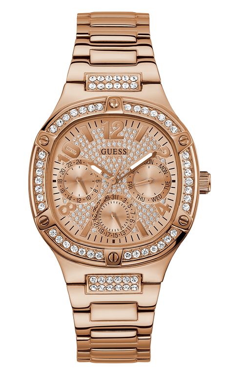 Montre Femme Guess Duchess GW0558L3 bracelet acier or rose boitier orné de strass