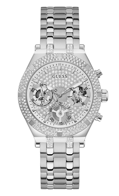Montre Femme Guess Heiress GW0440L1 bracelet acier argent boitier argent orné de strass