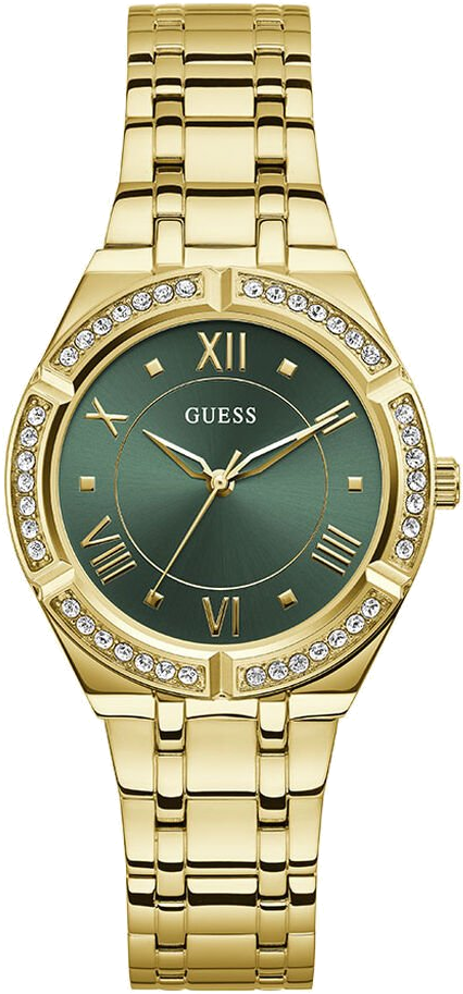 Montre Femme Guess Cosmo GW0033L8 bracelet acier doré cadran vert