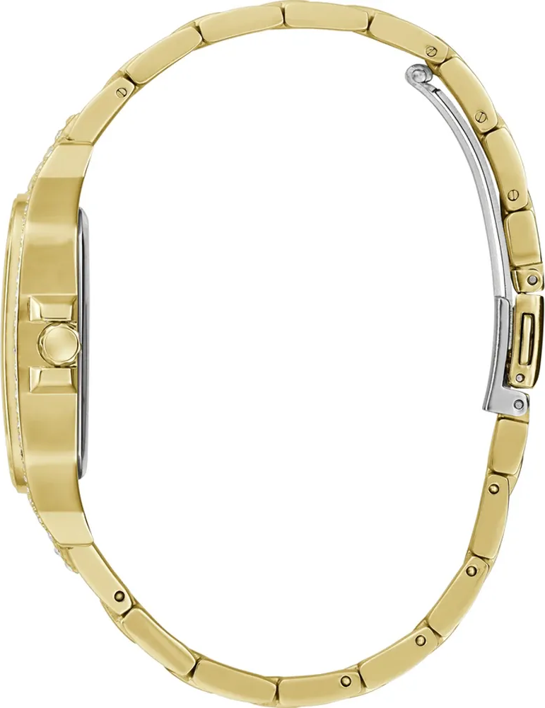 Montre Femme Guess Deco GW0472L2 bracelet acier doré cadran multifonction orné de strass vue 2