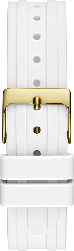 Montre Guess Heiress GW0407L2 pour Femme - Cadran doré, bracelet silicone blanc, boîtier strass vue 3