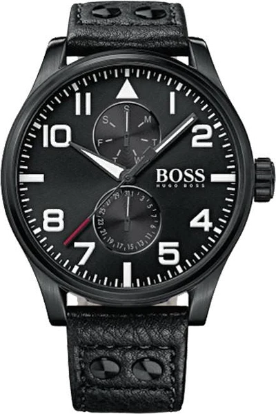 Montre Hugo Boss 1513083 Boîtier Noir 45mm et Bracelet Cuir