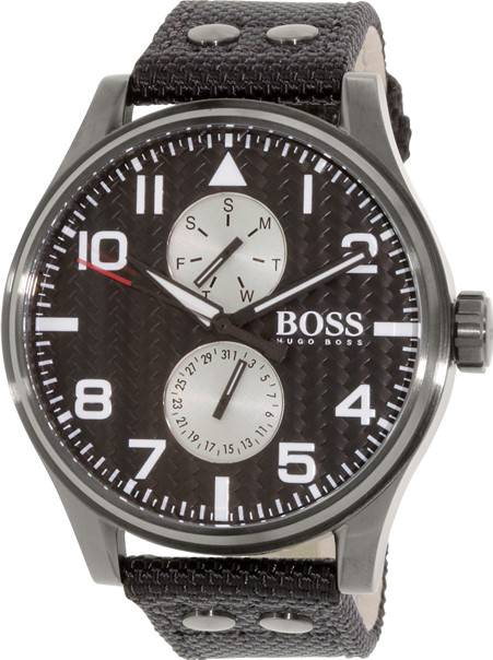 Montre Hugo Boss 1513086 Aeroliner MAXX Boîtier Bleu 50mm et Bracelet Cuir