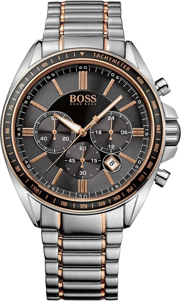 Montre Hugo Boss 1513094 Cadran Noir et Détails Or Rose
