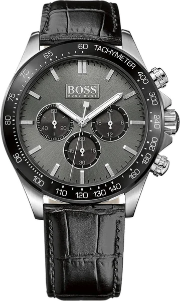 Montre Hugo Boss 1513177 Chronographe en cuir noir façon crocodile