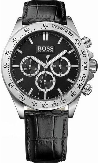 Montre Hugo Boss 1513178 Bracelet en Cuir Noir Motif Crocodile
