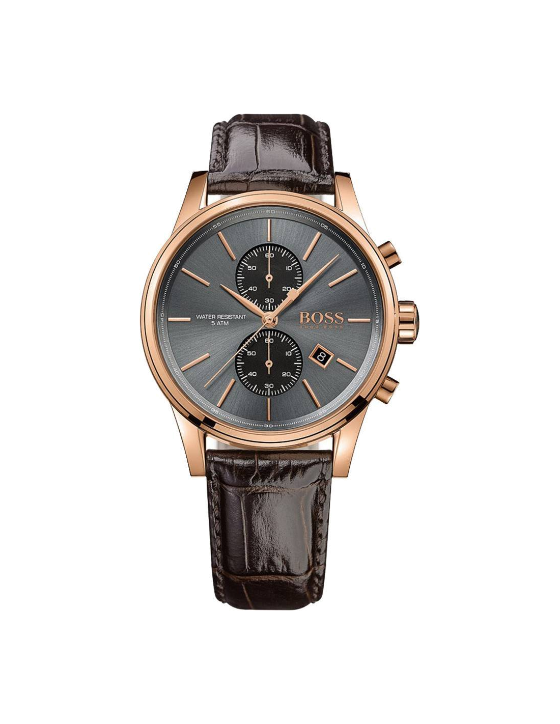 Montre Hugo Boss 1513281 Bracelet Cuir Marron et Cadran Ardoise