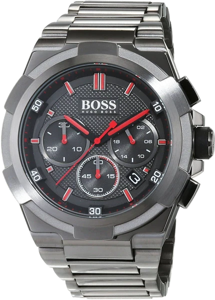Montre Hugo Boss 1513361 en Acier Gris Anthracite et Détails Rouges