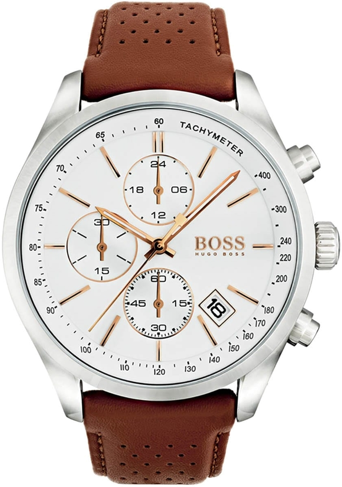 Montre Hugo Boss 1513475 Bracelet Cuir Perforé Marron