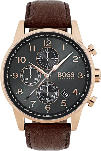 Montre Hugo Boss 1513496 Navigator Chronographe en Acier et Cuir Marron