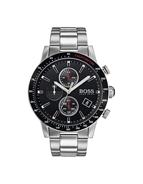 Montre Hugo Boss 1513509 en Acier Argenté avec Cadran Noir et Rouge