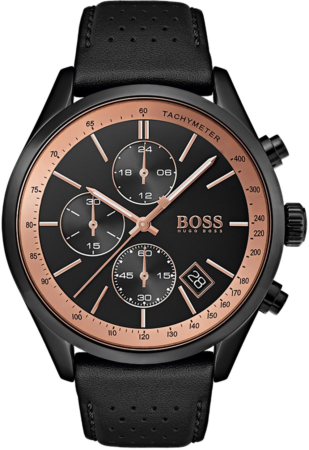 Montre Hugo Boss 1513550 Chronographe Bracelet Perforé Noir