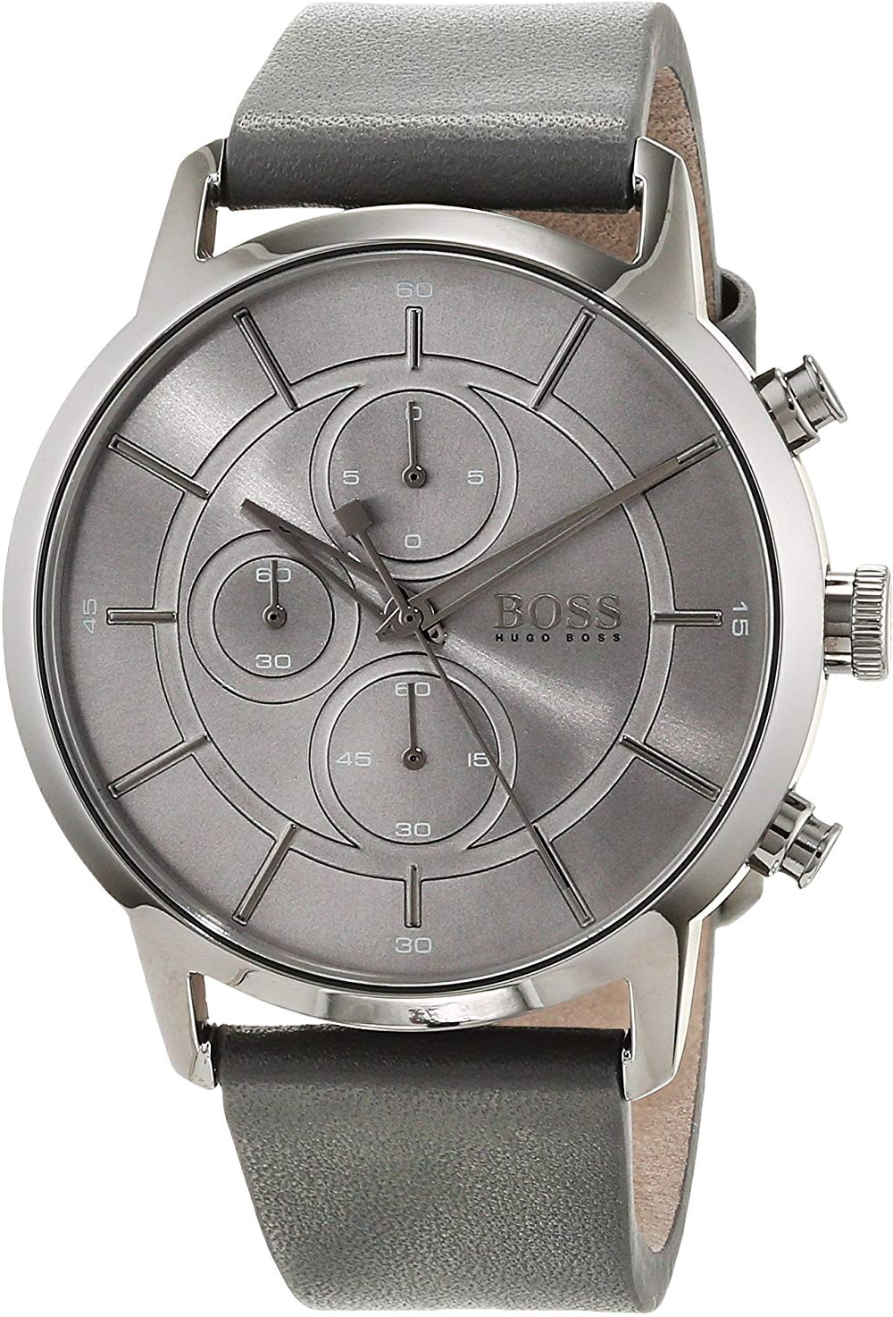 Montre Homme Hugo Boss 1513570 Chronographe Acier Brossé et Cuir Gris