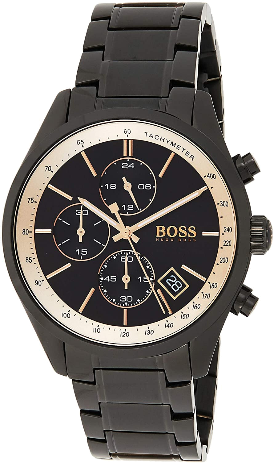 Montre Hugo Boss 1513578 Grand Prix Noir à Bracelet Cuir Perforé