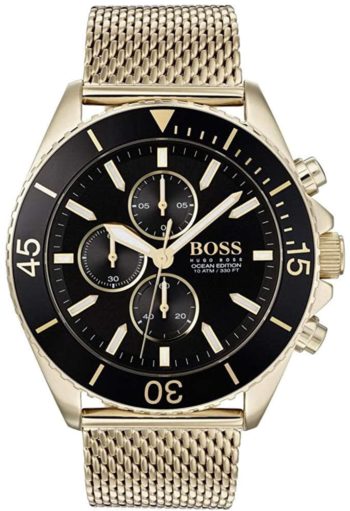 Montre Hugo Boss 1513703 Cadran Noir et Bracelet Maille Milanaise