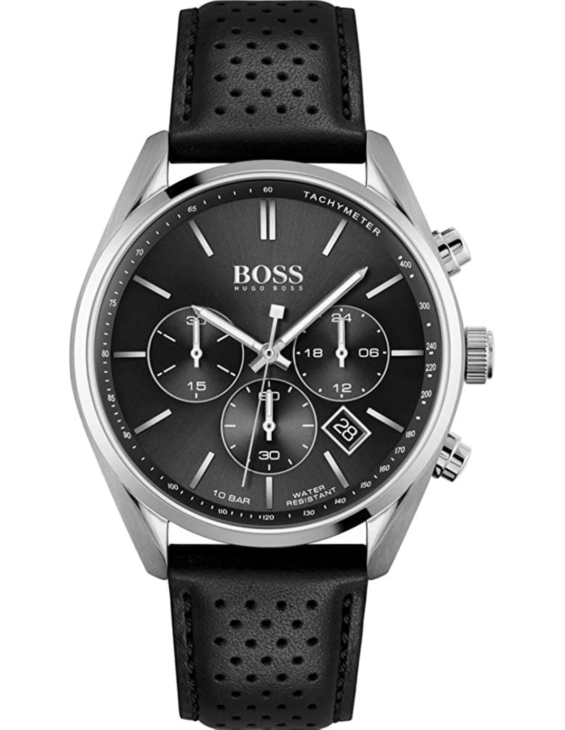 Montre Hugo Boss Champion 1513816 bracelet cuir perforé noir