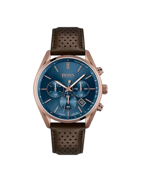 Montre Homme Hugo Boss Champion 1513817 bracelet en cuir perforé marron