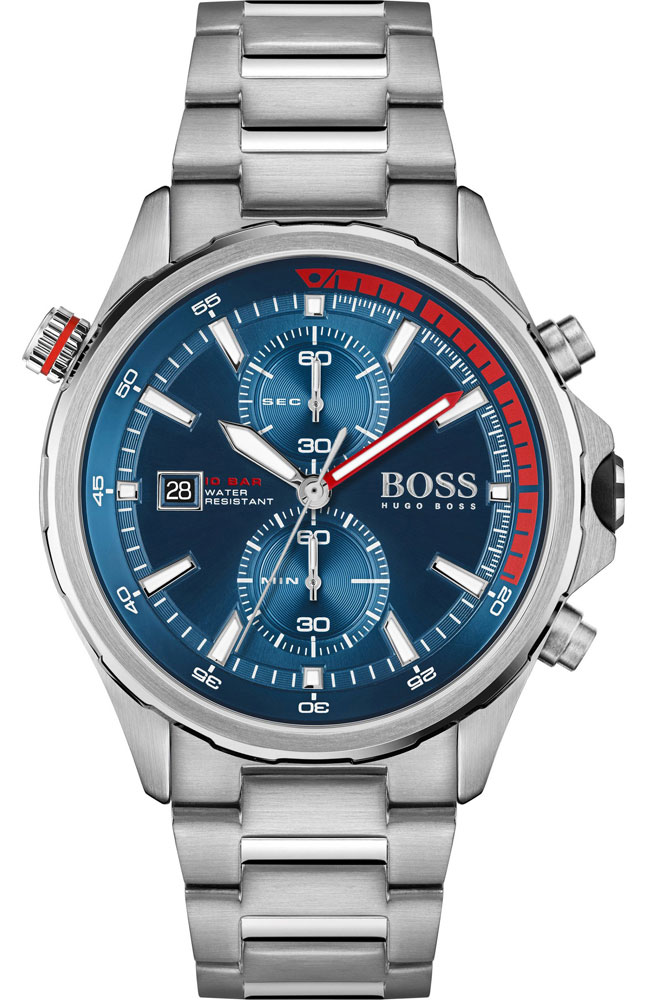 Montre Homme Hugo Boss Globetrotter 1513823 chronographe bleu bracelet acier