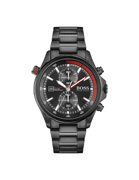 Montre Homme Hugo Boss Globetrotter 1513825 chronographe noir bracelet acier