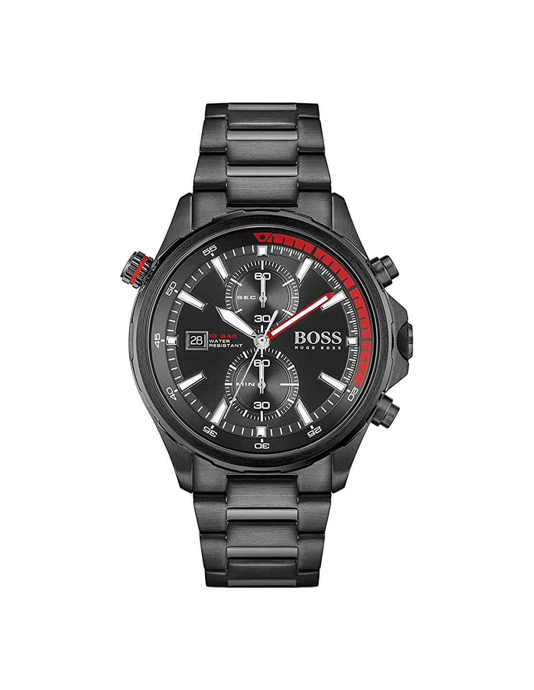 Montre Homme Hugo Boss Globetrotter 1513825 chronographe noir bracelet acier