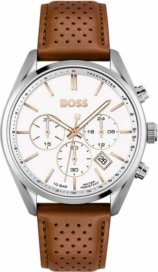 Montre Homme Hugo Boss Champion 1513879 bracelet en cuir perforé marron