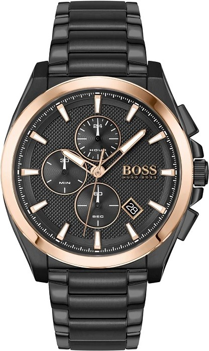 Montre Homme Hugo Boss Grandmaster 1513885 chronographe noir et or rose