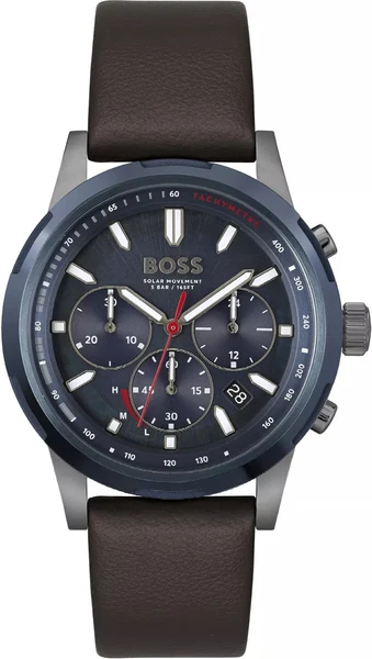 Montre Homme Hugo Boss 1514030 Cadran Bleu Nuit et Bracelet Cuir Marron