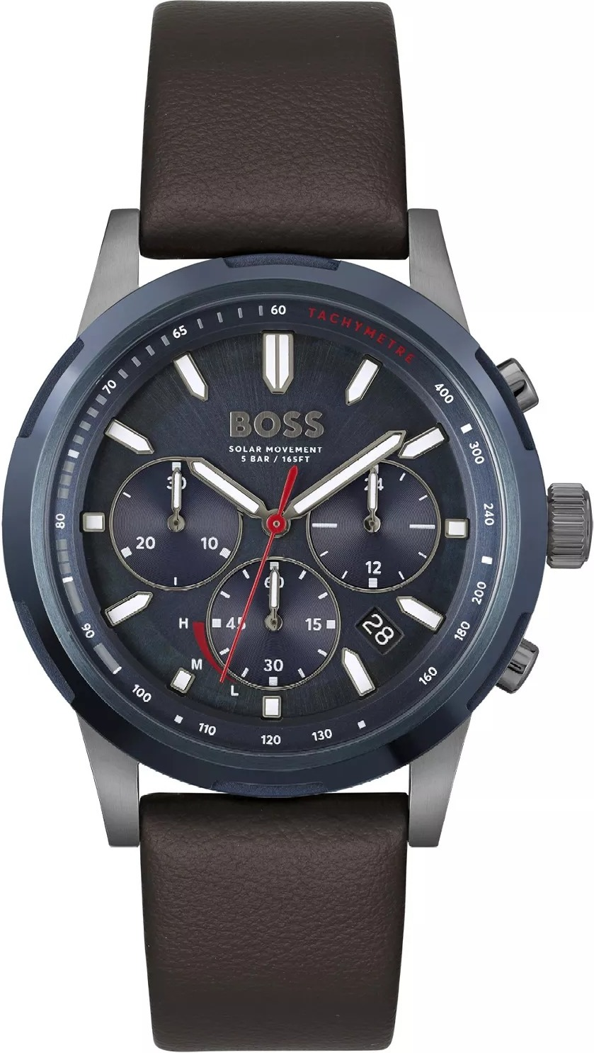 Montre Homme Hugo Boss 1514030 Cadran Bleu Nuit et Bracelet Cuir Marron