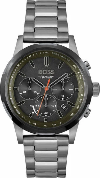 Montre Hugo Boss 1514034 Solgrade en Acier Gris et Cadran Noir Multifonctions