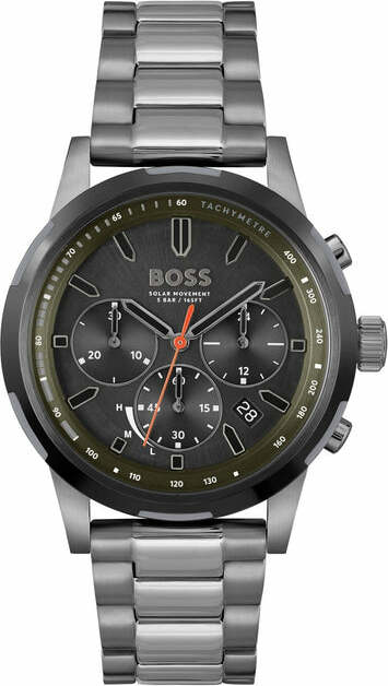 Montre Hugo Boss 1514034 Solgrade en Acier Gris et Cadran Noir Multifonctions