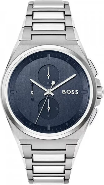 Montre Homme Hugo Boss Steer 1514048 bracelet acier argent cadran bleu