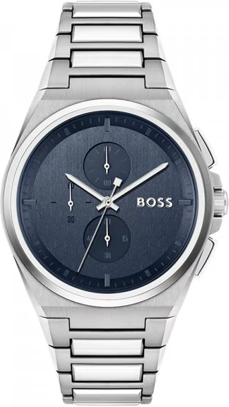 Montre Homme Hugo Boss Steer 1514048 bracelet acier argent cadran bleu
