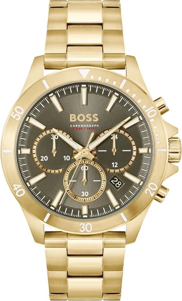 Montre Homme Hugo Boss Troper 1514059 bracelet acier doré cadran multifonctions