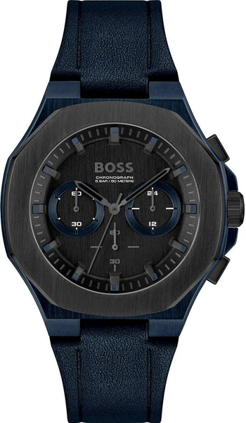 Montre Hugo Boss 1514086 Chronographe en Acier Bleu et Cuir