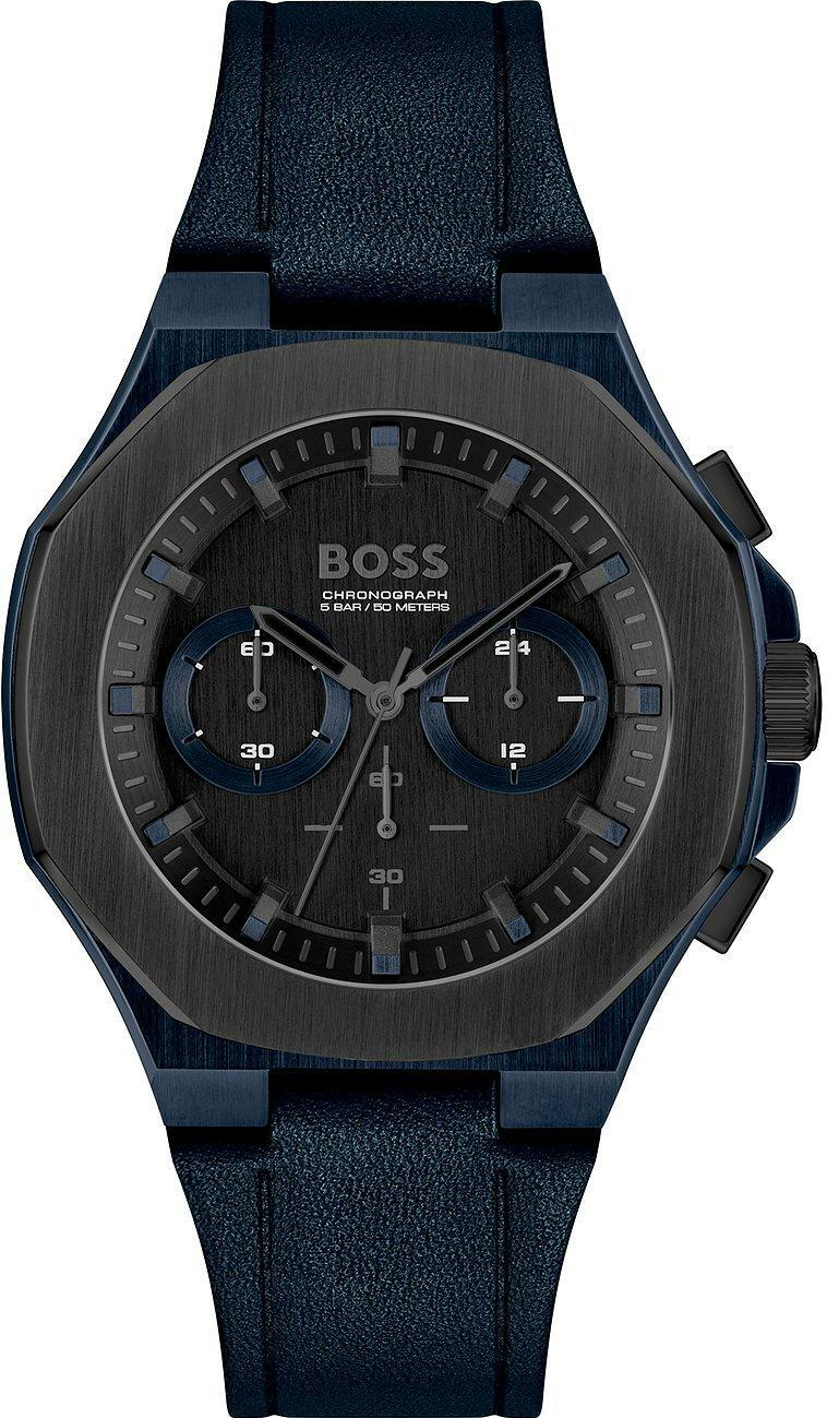 Montre Hugo Boss 1514086 Chronographe en Acier Bleu et Cuir